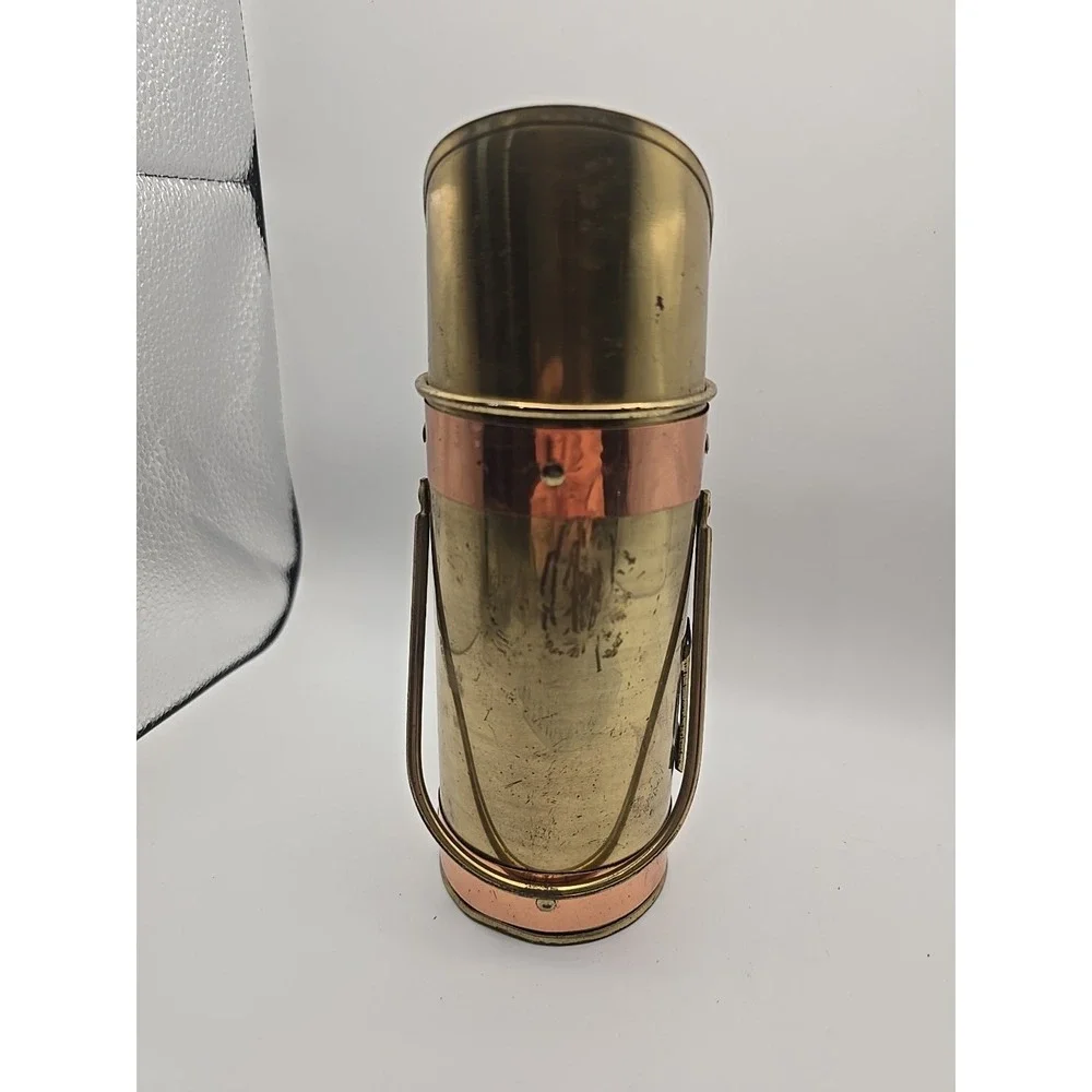 Vintage Copper Brass Coal Ash Scuttle‎ Bucket Scoop Long Match Holder Patina